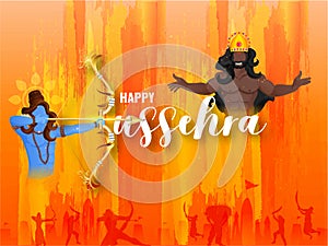 Happy Dussehra poster or banner design.