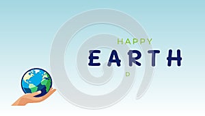 Happy earth day animated with a hand holding earth and seedling. Greeting card animation