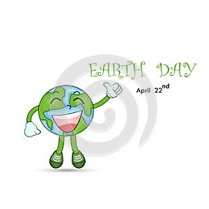 Happy Earth Day April 22 with globe cute character.Earth Day cam