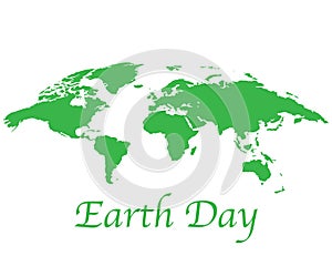 Happy earth day. Ecology concept poster world in green. Globe and planet logo in april illustration. Vector save nature in global