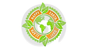 happy earth day icon using recyclable materials