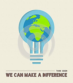 Happy Earth day paper cut light bulb illustration