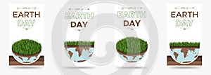 Happy Earth day - set of vertical vector eco illustrations of an environmental concept to save the world. Concept vision photo