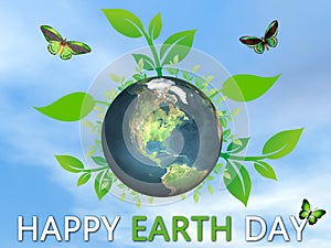 Happy Earth Day to save and protect our planet - 3D render