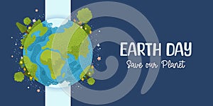 Happy Earth day. Vector banner in flat style