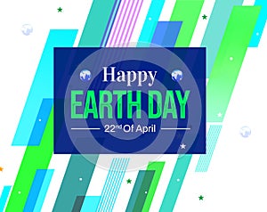 Happy Earth Day wallpaper with colorful shapes and typography inside the box, backdrop design. April 21st is celebrated as Earth photo