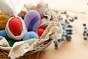 Happy Easer eggs in a basket