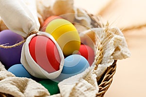 Happy Easer eggs in a basket