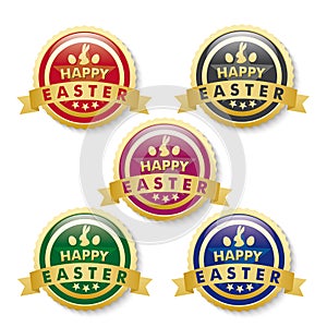 Happy Easter 5 Golden Buttons