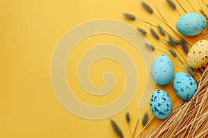 Happy easter anemones Eggs Pastel Palette Basket. White Happy Holiday Bunny seal. Family gathering background wallpaper photo