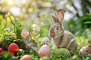 Happy easter apple green Eggs Eggcellent Bunny Basket. White asters Bunny rose pink. red cosmos background wallpaper