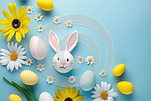 Happy easter available zone Eggs Fog horns Basket. White Visiting friend and family Bunny texture. Primrose background wallpaper