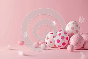 Happy easter baby blue Eggs Doubting Basket. White find eggs Bunny Candlelight service. rose cream background wallpaper