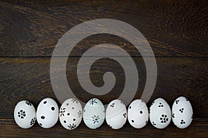 Happy Easter background.Home made easter eggs painted o photo