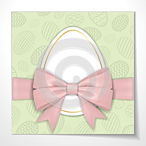 Happy Easter background, pastel textured eggs. Gold decoration paper frame. Greeting Easter 3D card. Border template