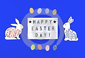 Happy Easter background with text message and decorations