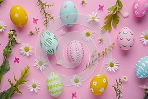 Happy easter easter baking Eggs Easter festal Basket. White holiday Bunny commemoration. Sunshine background wallpaper photo