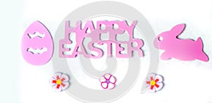 Happy Easter banner with a bunny and Easter egg