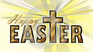 Happy Easter banner with christian cross