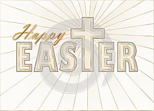 Happy Easter banner with christian cross
