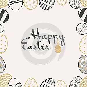 Happy Easter banner with eggs and lettering