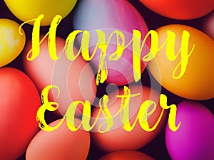 Happy Easter Banner with multiple coloured Easter eggs
