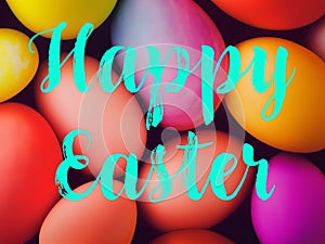Happy Easter Banner with multiple coloured Easter eggs