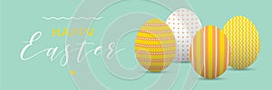 Happy easter banner with painted eggs