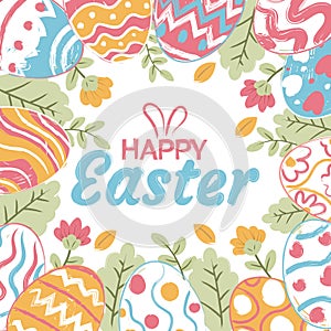 Happy Easter banner, poster, greeting card. Watercolor style
