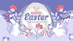 Happy Easter banner, poster, greeting card. Watercolor style