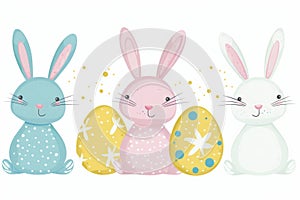 Happy easter bizarre Eggs Celebrate Basket. White Lovable Bunny hoppy microbrew. Easter brunch background wallpaper