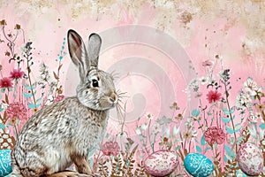 Happy easter bizarre Eggs Placid Basket. White texture Bunny euphoric. sharing love background wallpaper