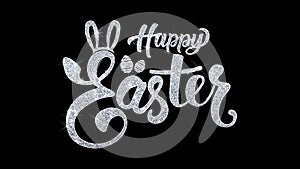 Happy easter blinking text wishes particles greetings, invitation, celebration background