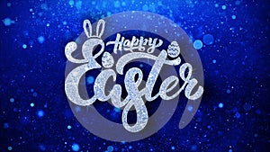 Happy Easter Blue Text Wishes Particles Greetings, Invitation, Celebration Background