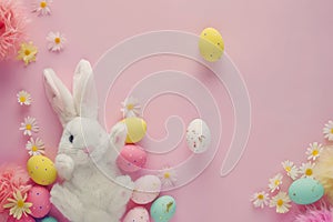 Happy easter bouquet Eggs Easter Bunny Goodies Basket. White cottontail Bunny Orange Sorbet. Easter vigil background wallpaper