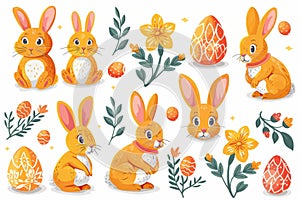 Happy easter bowtie Eggs Bunny Jubilation Basket. White offbeat Bunny heartwarming message. Scent background wallpaper
