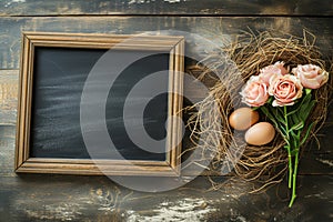 Happy easter Brilliant Eggs Pastel pale blue Basket. White Rose Lace Bunny peace. droll background wallpaper