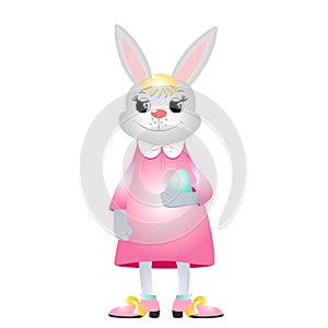 Happy Easter bunnies smiles happily. Vector illustration for easter cards, pictures and design.