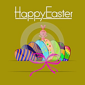 Happy easter bunny egg card Vector Paper design