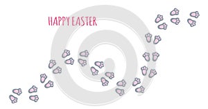 Happy Easter bunny foot print. Vector stock illustration isolated on white background for greeting card, invitation