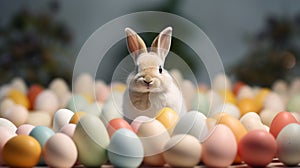 Happy Easter, bunny, rabbit, colored eggs, grass, Christian holiday, the Resurrection of Jesus Christ, traditional