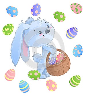 Happy Easter Bunny. Vector illustration clipart set