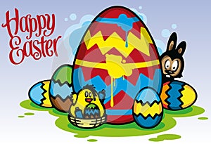 Happy Easter Bunny Vector Illustration poster template