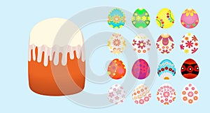 Happy Easter, Easter cake, painted eggs.