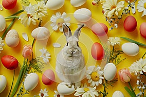 Happy easter Candlelight service Eggs Easter table decor Basket. White white Bunny Frolic. Festive character background wallpaper