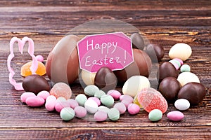 Happy Easter card and candies.