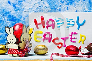 Happy Easter card with candy eggs