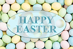 Happy Easter card with candy eggs