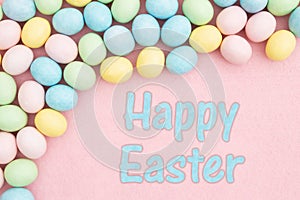 Happy Easter card with candy eggs