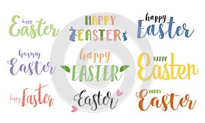 Happy Easter card. Easter hand lettering text isolated on white background. Design for greeting cards. Vector